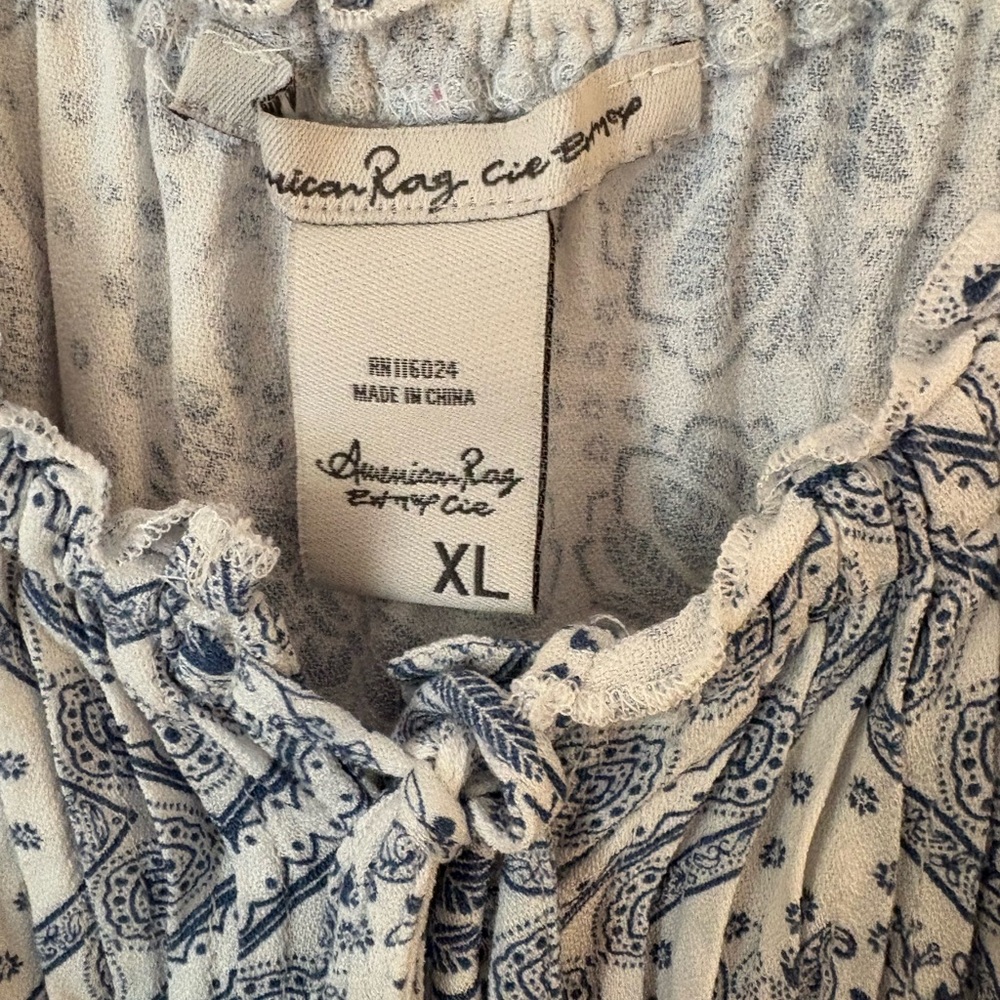 American Rag Blue and White Boho Blouse - Picture 5 of 5